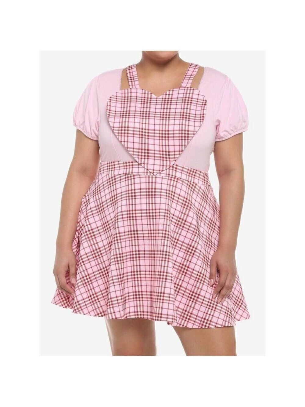 Pink & Red Plaid Heart Skirtall Plus Size 2
